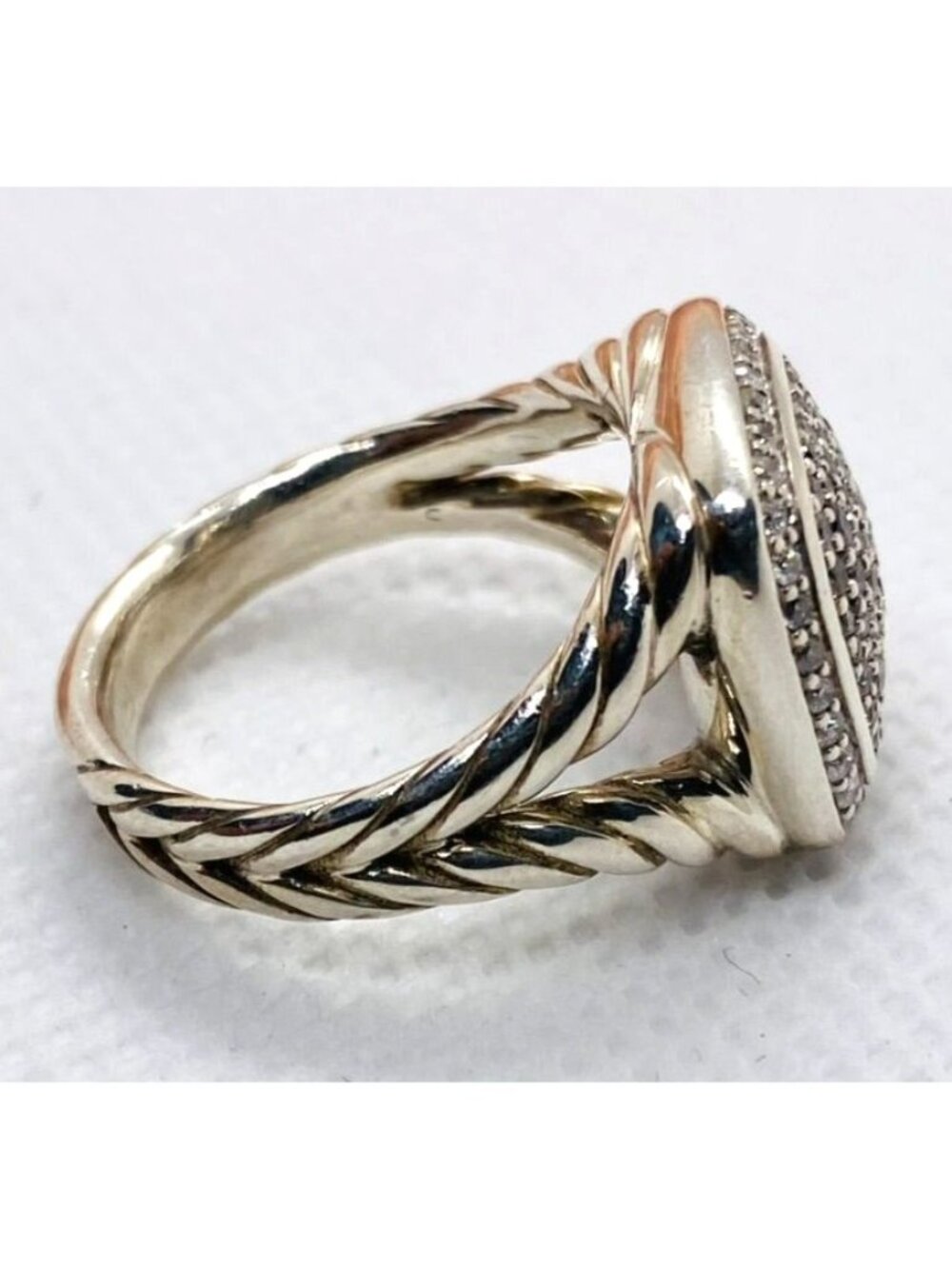 David Yurman Albion Pave Diamond Ring Size 6.25 14.5mm - Picture 8 of 12